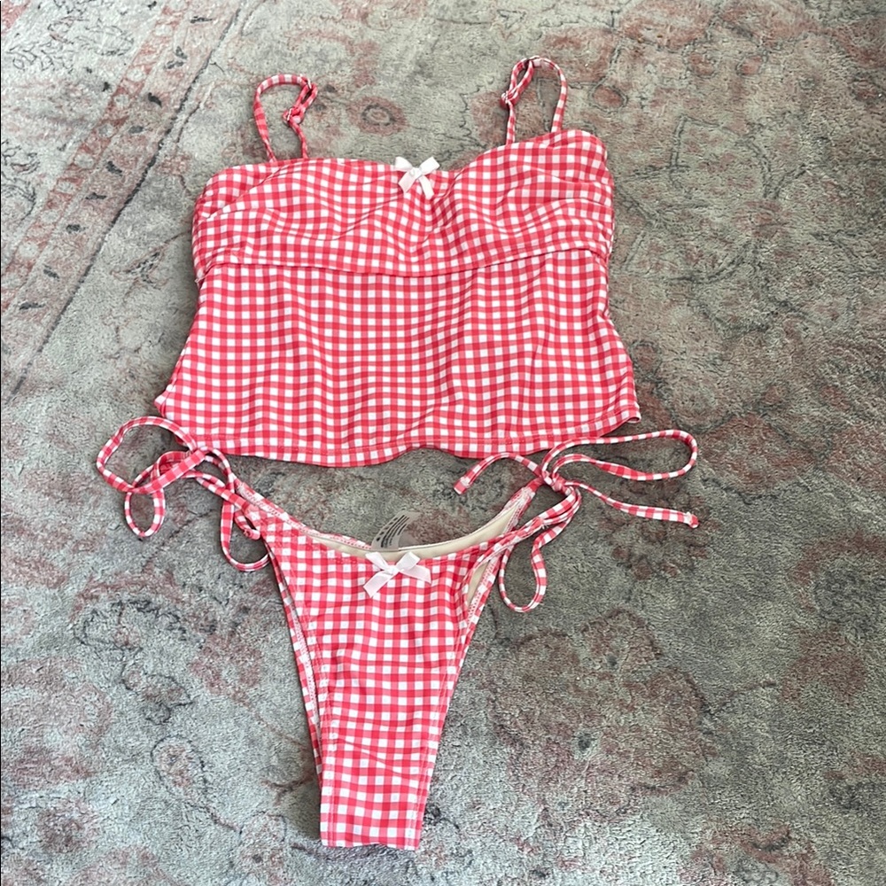 Red Gingham Bikini Set